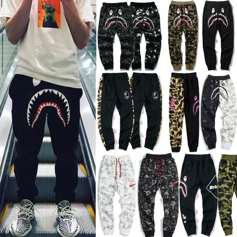 Bape-Style Shark Camo Pants